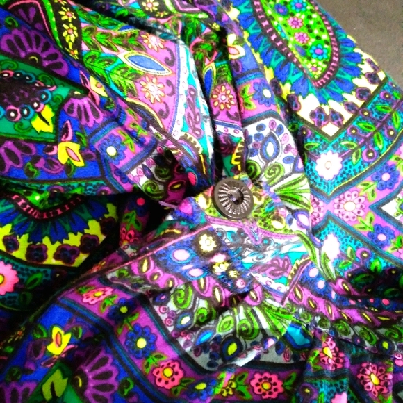 Vintage Neon Floral Barkcloth Maxi Skirt Handmade - Picture 13 of 14